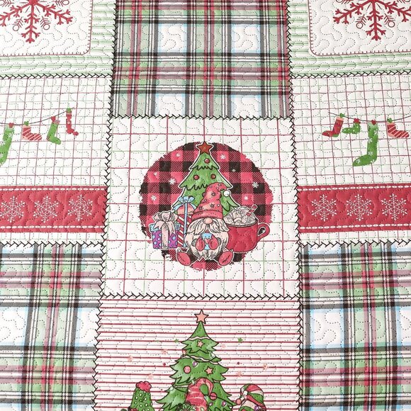 Christmas Bedding Set Christmas Quilt Bedspread Xmas Coverlet, Red Green Plaid - Picture 5 of 7